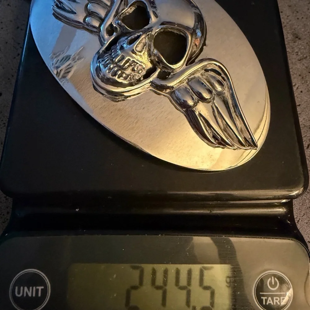 CHOSEN BY KING BABY Silver Skull Winged Belt Buckel